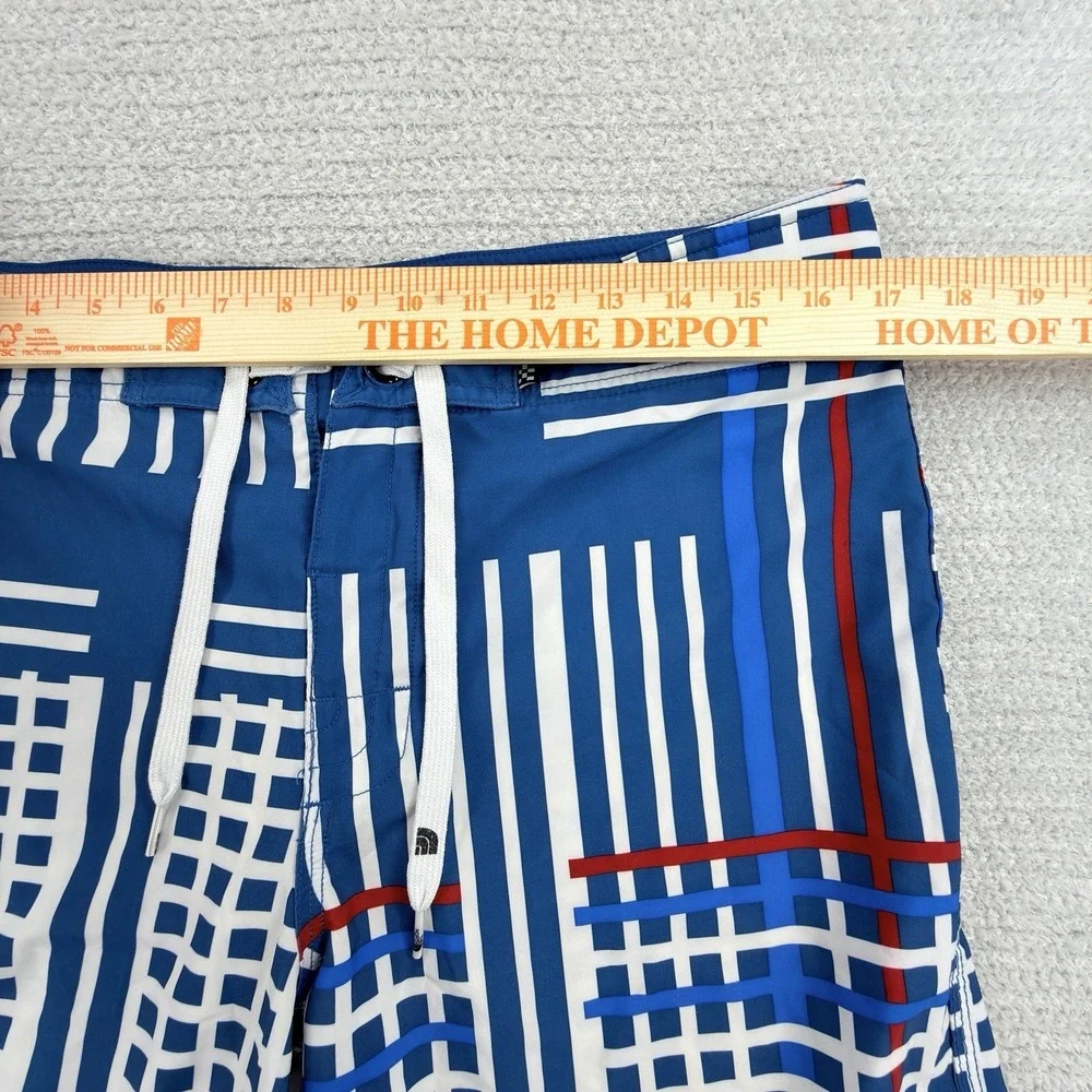 The North Face Board Shorts Mens 32 Blue Plaid Surf Swim Stretch Beach Trunks